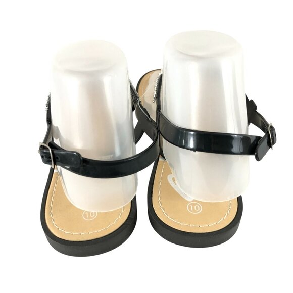 Blue Suede Shoes Womens Sandals Thong Rubber Rhinestones Ankle Strap Black 10 - Picture 3 of 6